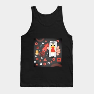 Cute Style Squid Doll & Squids Tank Top